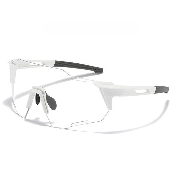 Cycling Glasses White Frame Transparent Film Large Frame Outdoor Color-changing Sunglasses Running Windproof Sand Ultraviolet_voghion.com