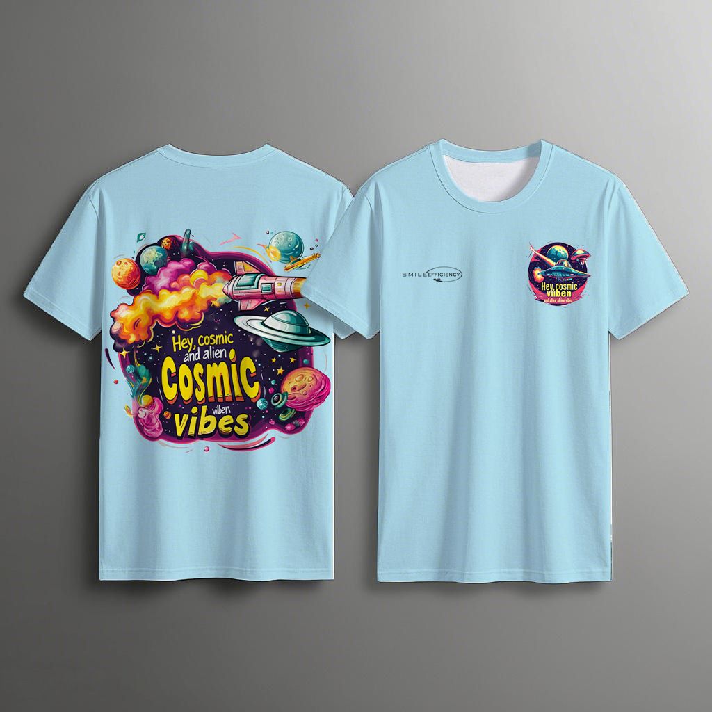 Maglietta casual estiva in cotone con stampa di astronave UFO, da uomo, alla moda, da strada_voghion.com