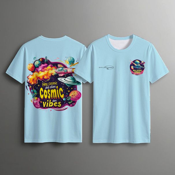 Maglietta casual estiva in cotone con stampa di astronave UFO, da uomo, alla moda, da strada_voghion.com