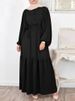 Elegantes muslimisches Damen-Hemdkleid mit übergroßen Puffärmeln, Kaftan, islamische Freizeitmode, türkisblau, Hijab-Modekleid_voghion.com