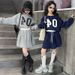American Sports Suit For Girls With Letter Print Oblique Shoulder Sweater Suit New Style Advanced Pleated Skirt_voghion.com