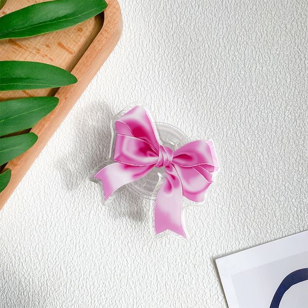 Airbag-Telefonhalter mit rosa Schleife, selbstklebende, tragbare Nischenhalterung für den Schreibtisch, stabile Fingerschnalle mit Mädchenherz_voghion.com