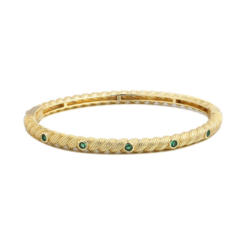 Ancient Lady 14K Farbe Mode Armband Nano Grün Spike Runde Zirkon Runde Erweiterte Feine Handwerkskunst_voghion.com