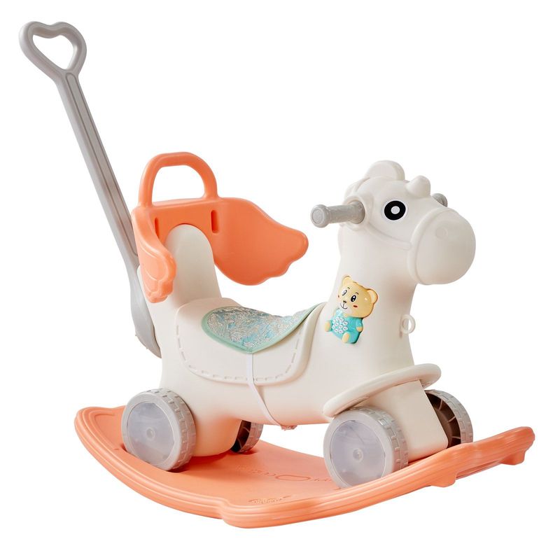 VEVOR 4 In 1 Rocking Horse For Toddlers 1-3 Years, Baby Rocking Horse With Detachable Balance Board, Push Handle And 4 Smooth Wheels, Support Up To HDPE 80 Lbs Kids Ride On Toy With Sound, Red_voghion.com