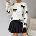 Women's Knit Sweater With Bow Detail – Oversized Long-Sleeve Pullover (S-L, Polyester, Elegant & Casual)_voghion.com