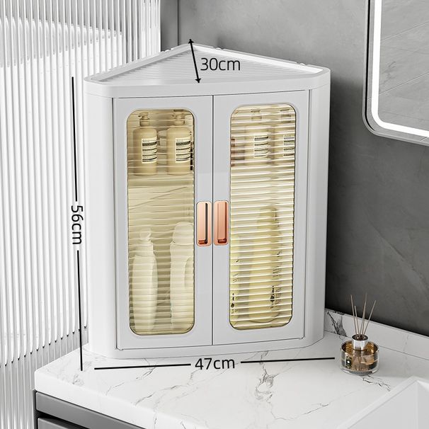 Mehrstöckiger Eckschrank – Bodenstehender Organizer aus Kunststoff für das Wohnzimmer (staubdichtes Design für Spielzeug und Snacks)_voghion.com