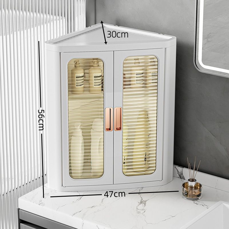 Multi-Tier Corner Storage Cabinet - Plastic Floor Standing Organizer For Living Room (Dustproof Design For Toys & Snacks)​_voghion.com