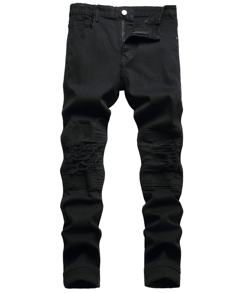 Men's Black Jeans Slim Elastic Slim Fit Men's Pants Trendy Ripped Washed Men's Pants _voghion.com