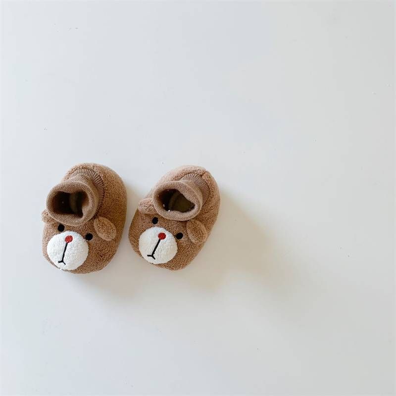 Children's socks Winter new floor children's shoes and socks Bear cute off baby shoes and socks thick shoe cover_voghion.com