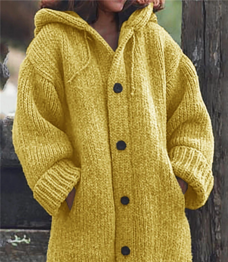 Women's Clothing mid length sweater new hooded jacket M107_voghion.com