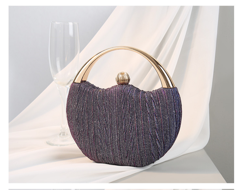 Handbag For Women Evening Bags Vintage Women's Bag Pleated Dinner Bag Banquet Women Fashion Metal Tote Box Bag Round Bag_voghion.com