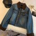 Women's Winter Lambswool-Lined Denim Jacket – Korean Oversized Style, Thickened Cotton Padding (S-2XL, Weight-Based Sizing)_voghion.com