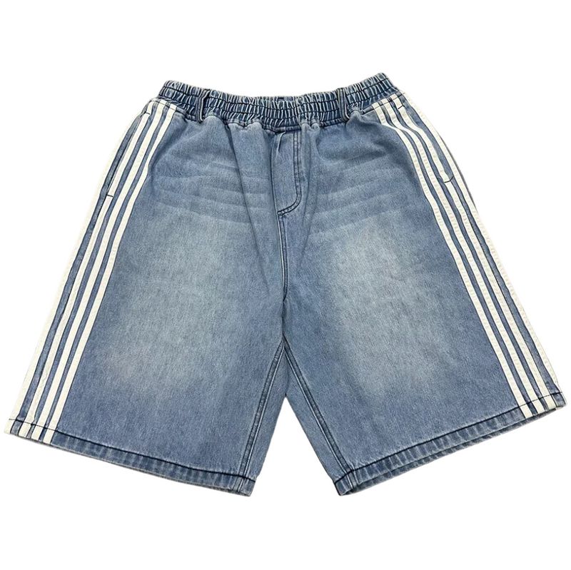 Abbigliamento maschile Jeans a righe retrò da strada lavati e rovinati Pantaloni dritti casual a gamba larga_voghion.com