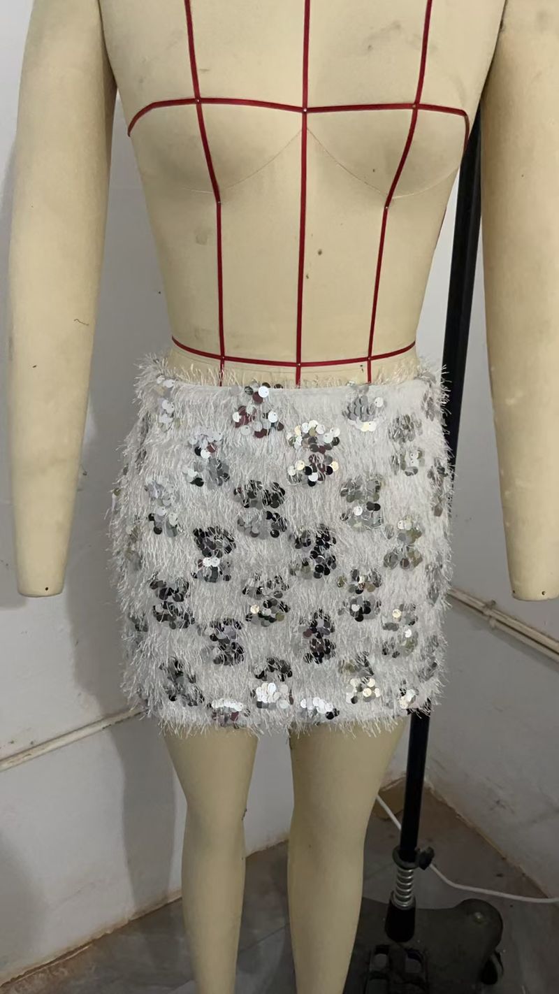 2025 new foreign trade cross border irregular size sequins fashionable short miniskirt skirt women's clothing_voghion.com