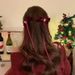 Klassische retro rote samt bogen band haarnadel weibliche zurück kopf doppel pferdeschwanz kopfschmuck top clip Neue Jahr haar zubehör_voghion.com