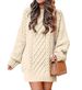 K New Women's Loose Half-turtleneck Chunky-knit Pullover Sweater In A Pure Color. No Bags Or Other Accessories_voghion.com