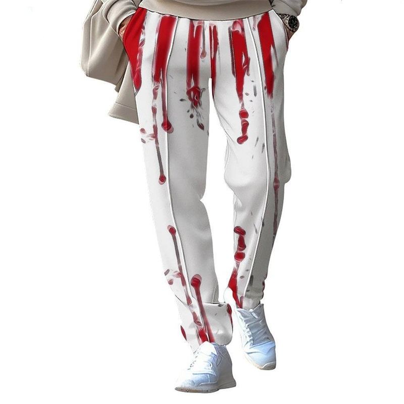 Men's Clothing Fashion Casual Splicing Printed Trousers Loose Tight Closure Straight Trousers_voghion.com