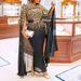 Damenbekleidung Herbst und Winter Dunhuang Gold bestreut Sexy Cape Großes Swingkleid_voghion.com