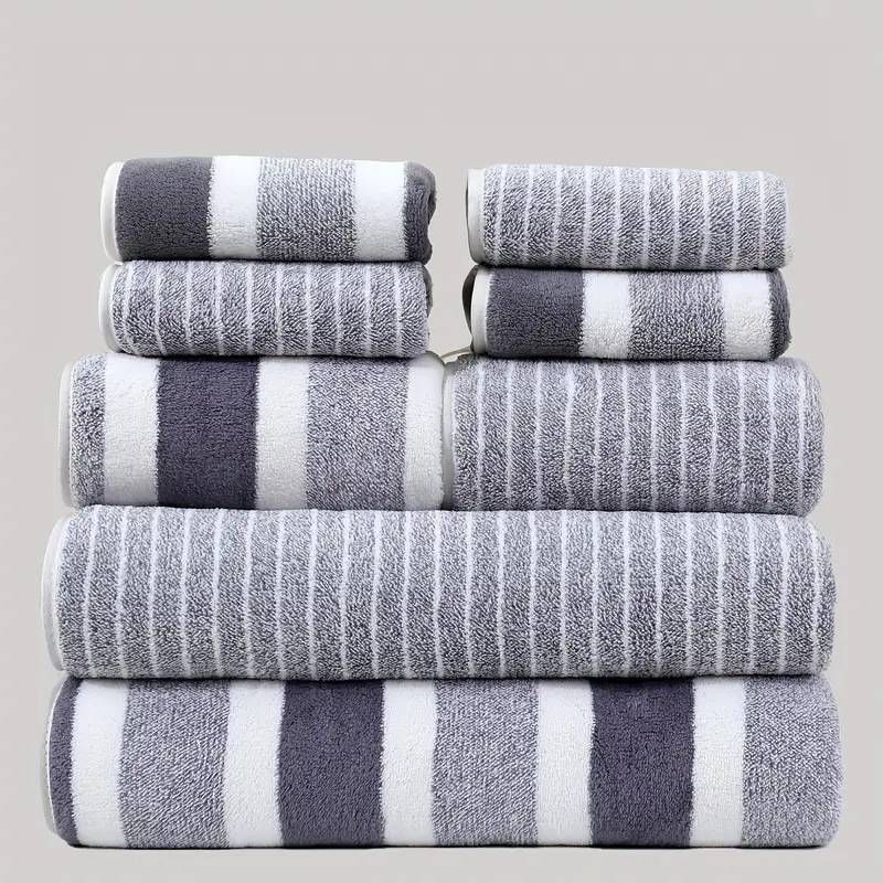 8 - Piece Set Of Coral Fleece Towels - Thickened, Absorbent, Soft - For Face Washing And Bathing_voghion.com