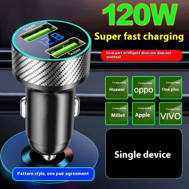 300W Dual USB Autoladegerät Superschnelles Laden QC3.0 mit LED-Anzeige für iPhone & Android-Telefone_voghion.com