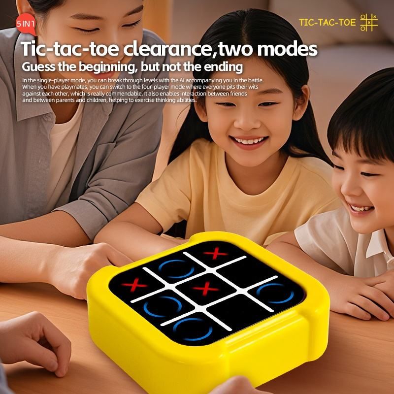 Children's Educational Toys Electronic Tic-Tac-Toe Game 5 In 1 Board Game Two Players Tabletop Toy Kids Toys_voghion.com