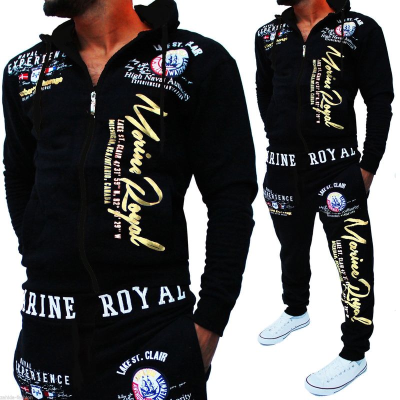 men's fashion two-piece hooded sweatshirt and pants hooded printed sports suit_voghion.com
