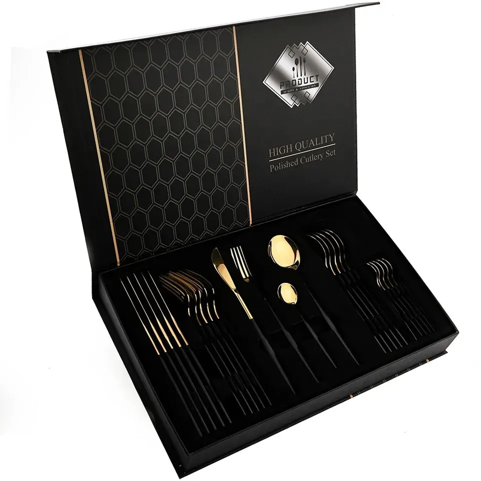 24-Pc Cutlery Set - Mirror Finish|Gift Box|EU Food Safe_voghion.com