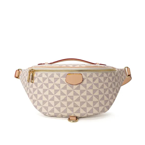 Designer-Bauchtasche mit Monogramm-Muster, geometrischem Muster, verstellbarem Riemen und Tragegriff – versandkostenfrei_voghion.com