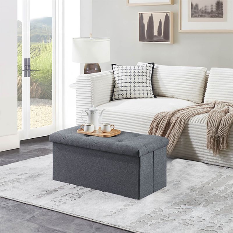 Folding Storage Ottoman Bench, Ottoman Foot Rest, End Of Bed Bench, Storage Chest, For Living Room, Bedroom, Entryway, 30 Inches, Gray_voghion.com