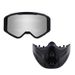 Unisex Motorcycle Goggles With Detachable Face Mask - Black Frame & Interchangeable Lenses For Off-Road, Cycling, And Outdoor Sports_voghion.com
