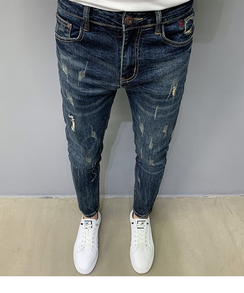 Abbigliamento maschile Autunno nuovi jeans blu casual versatili da uomo marchio personalità versione scratch di pantaloni elasticizzati slim fit_voghion.com