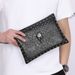 Men's Skull & Crossbones Studded Handbag – Vintage PU Leather Messenger Bag With Spikes, Large Capacity For Daily Essentials & 8-Inch Tablet_voghion.com