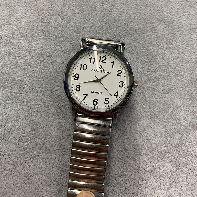 Digitale Quarzuhren für Damen und Herren mit elastischem Stahlarmband und Federmechanismus, weich, wasserdicht, für Senioren, weich, wasserdicht_voghion.com