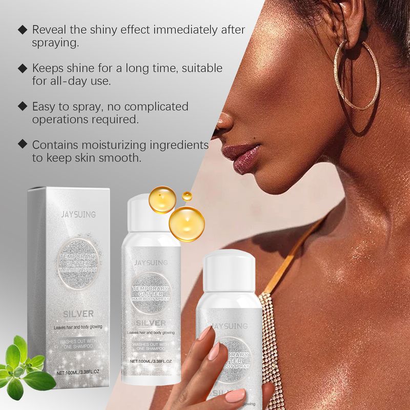 Silver glitter spray, silver glow to create party focus collarbone skin highlight spray_voghion.com