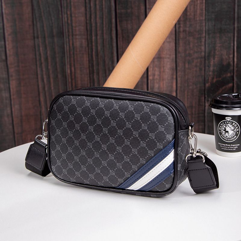 Men's Bags New Men's One Shoulder Crossbody Plaid Pattern Small Bag Horizontal Fashion Men's Business Commuter Bag Small Backpack_voghion.com