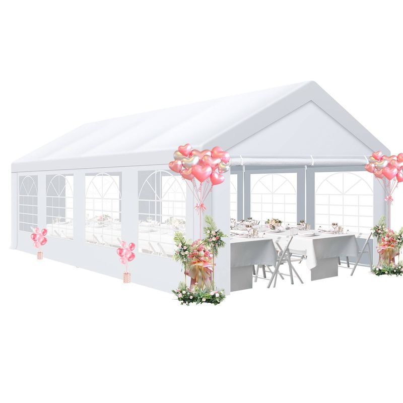 Carpa para fiestas TOOLUCK de 13 x 26 pies, resistente, galvanizada, para bodas, eventos, gran cochera al aire libre con pared lateral extraíble y saco de arena_voghion.com