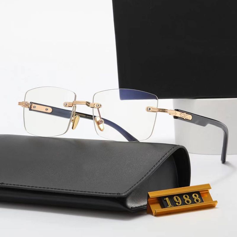 luxury Brand Plain Glasses 1988 Women Men Sunglasses Rimless Frame_voghion.com