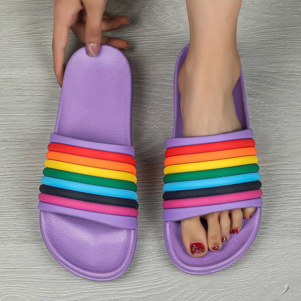 Sandali arcobaleno da donna, pantofole da casa con suola spessa da indossare all'esterno, sandali monoblocco_voghion.com