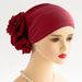 Novo chapéu turbante feminino com flores grandes, chapéu turbante do Oriente Médio, chapéu pulôver de tecido elástico, decoração clássica de flores, festa da moda_voghion.com