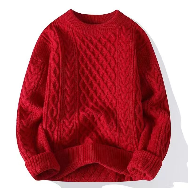 Maglione oversize in maglia – Termico invernale foderato in pile (S-2XL, collo tondo/alto)_voghion.com