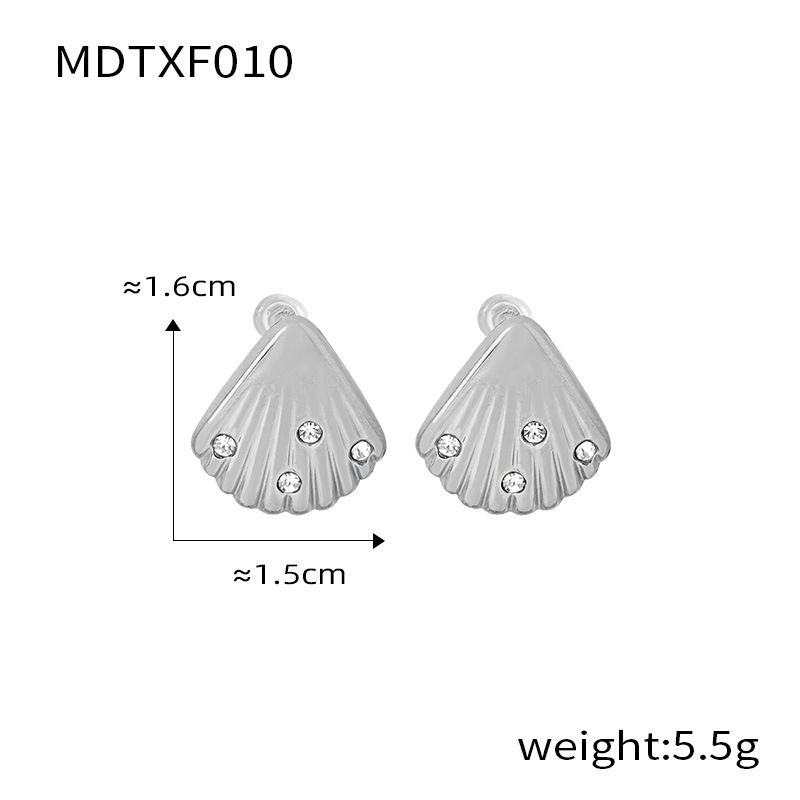 Damen-Schmuckset, lässiger Schmuck mit Diamant-Muschel-Design-Anhänger, Süßwasserperle, Titanstahl-Schmuckset_voghion.com