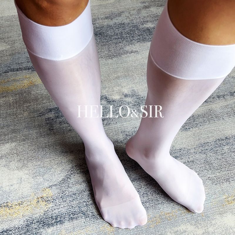 Ick3 Pairs Horse Oil Mirror Stockings Knee Men Formal Wear Silky Shiny Glossy Socks_voghion.com