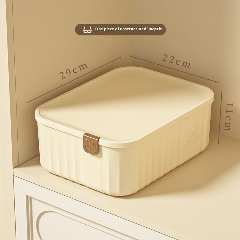 Camada íntima estilo creme, dormitório, casa, compartimento de grande capacidade, à prova de poeira, calcinhas, meias, caixa de armazenamento_voghion.com