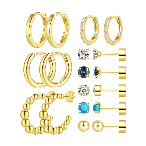 Unisex Echtgold Messing Galvanik Mode Neue Stil Einfaches Temperament Hochwertiges Ohrringe Set_voghion.com