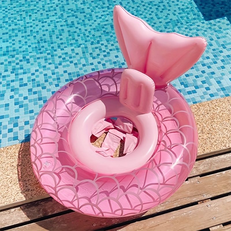 1pc Mermaid-shaped Swimming Ring With Handle, Cute Swimming Float With Seat_voghion.com