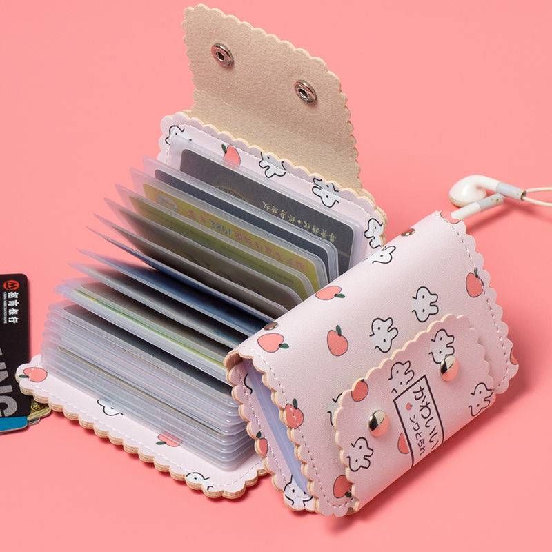 Cartoon card bag with multiple card slots, large capacity, anti-degaussing bank card, Korean version of creative student meal card_voghion.com