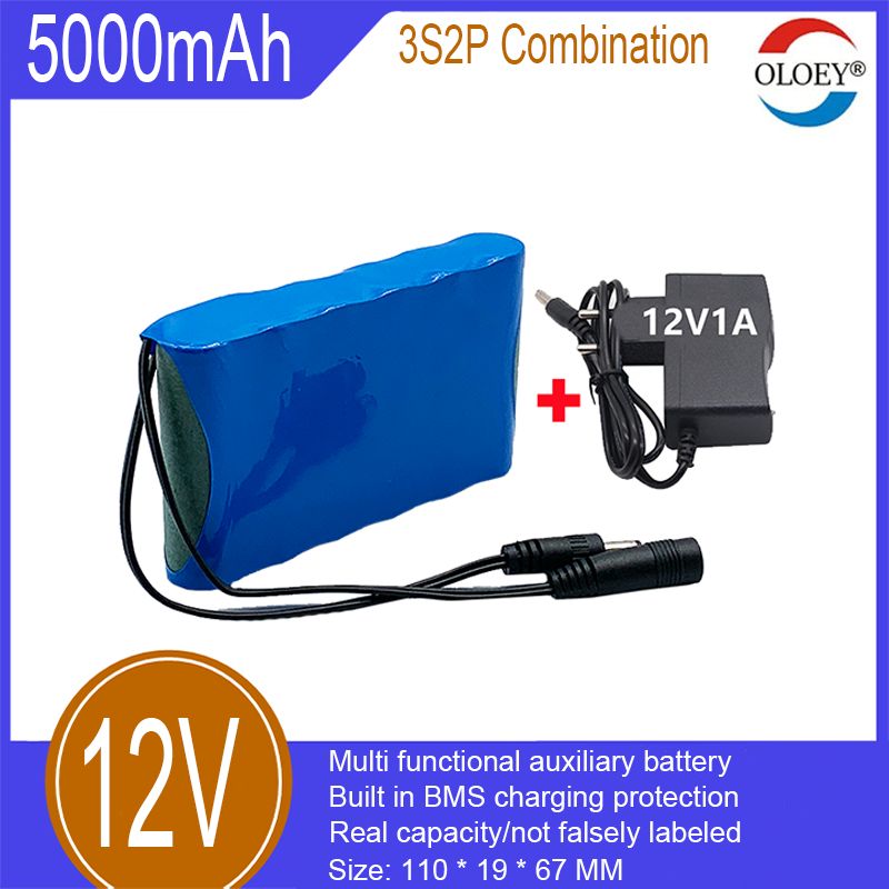 12 V liitiumioonaku, 3S2P, 5000mAh, sisseehitatud BMS laadimiskaitse, kasutatakse välistingimustes valgustamiseks, jalgrattavalgustuse abistamiseks jne._voghion.com