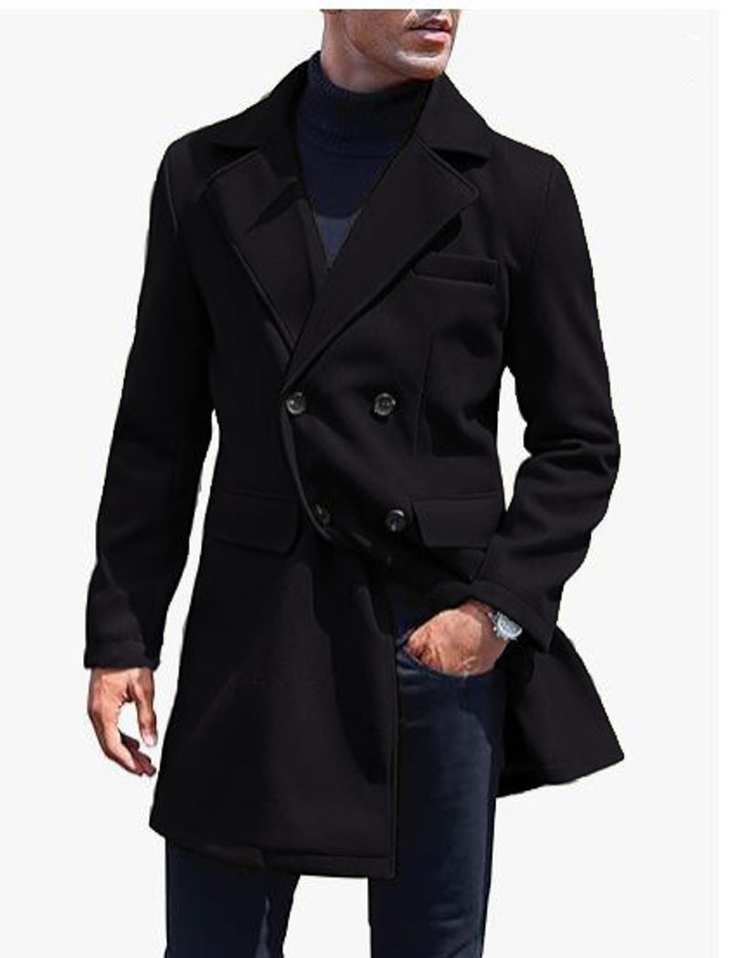 Men's Clothing large size woolen coat men casual jacket mid length double breasted_voghion.com