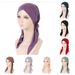 new curved solid color two tail turban hat simple turban hat chemotherapy hat_voghion.com