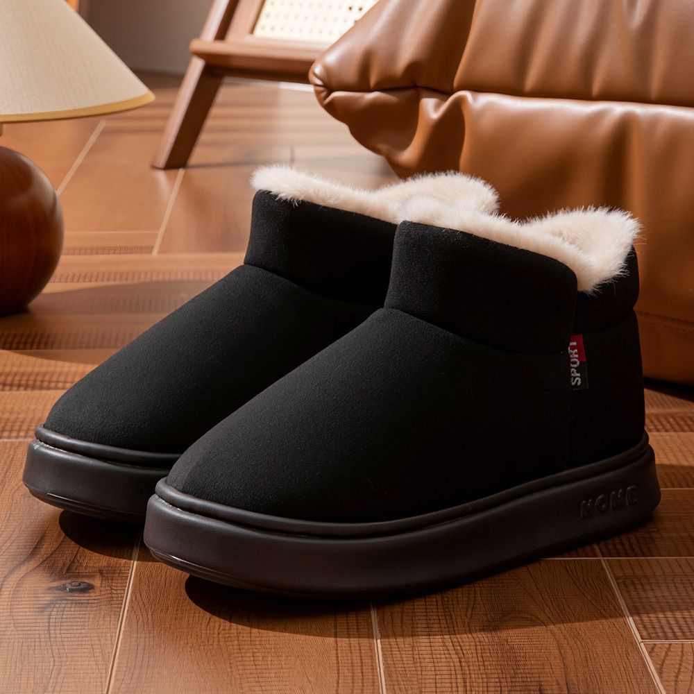 Pantofole invernali unisex in pile – Stivali da neve per esterni con suola in EVA, caldi e comodi per uomo e donna (nero/beige/kaki, taglie 36-45)_voghion.com